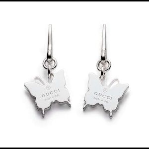 NWT GUCCI Sterling Silver Butterfly Earrings
